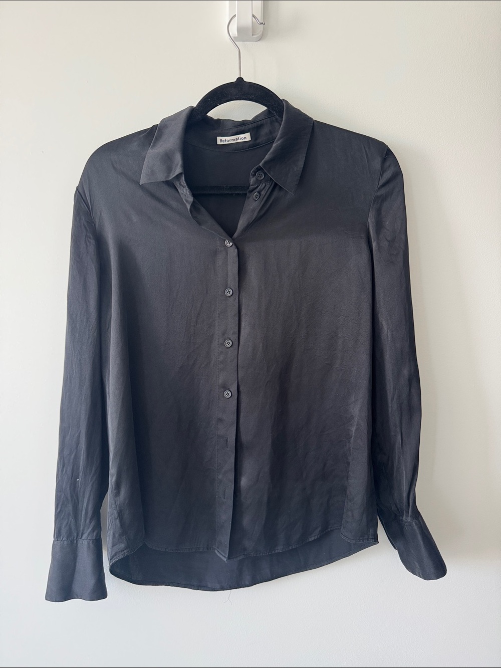 Reformation Black Long-Sleeve Button Shirt